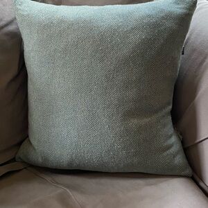 Green Herringbone Throw Pillow